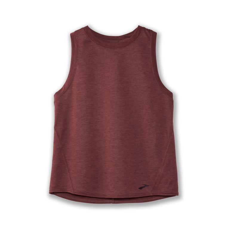 Brooks Distance Womens Running Tank Top - Heather Terracotta/Burgundy - Indonesia (RLMC-75023)